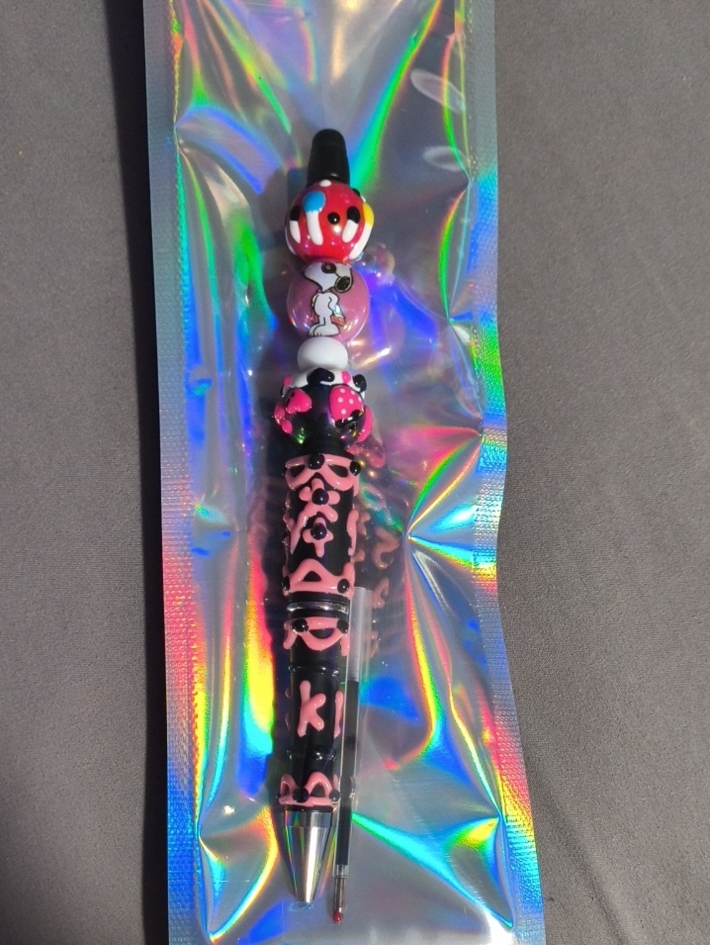 Pink Decorative Kids Novelty Pen with Character Beads - Kids Toys
